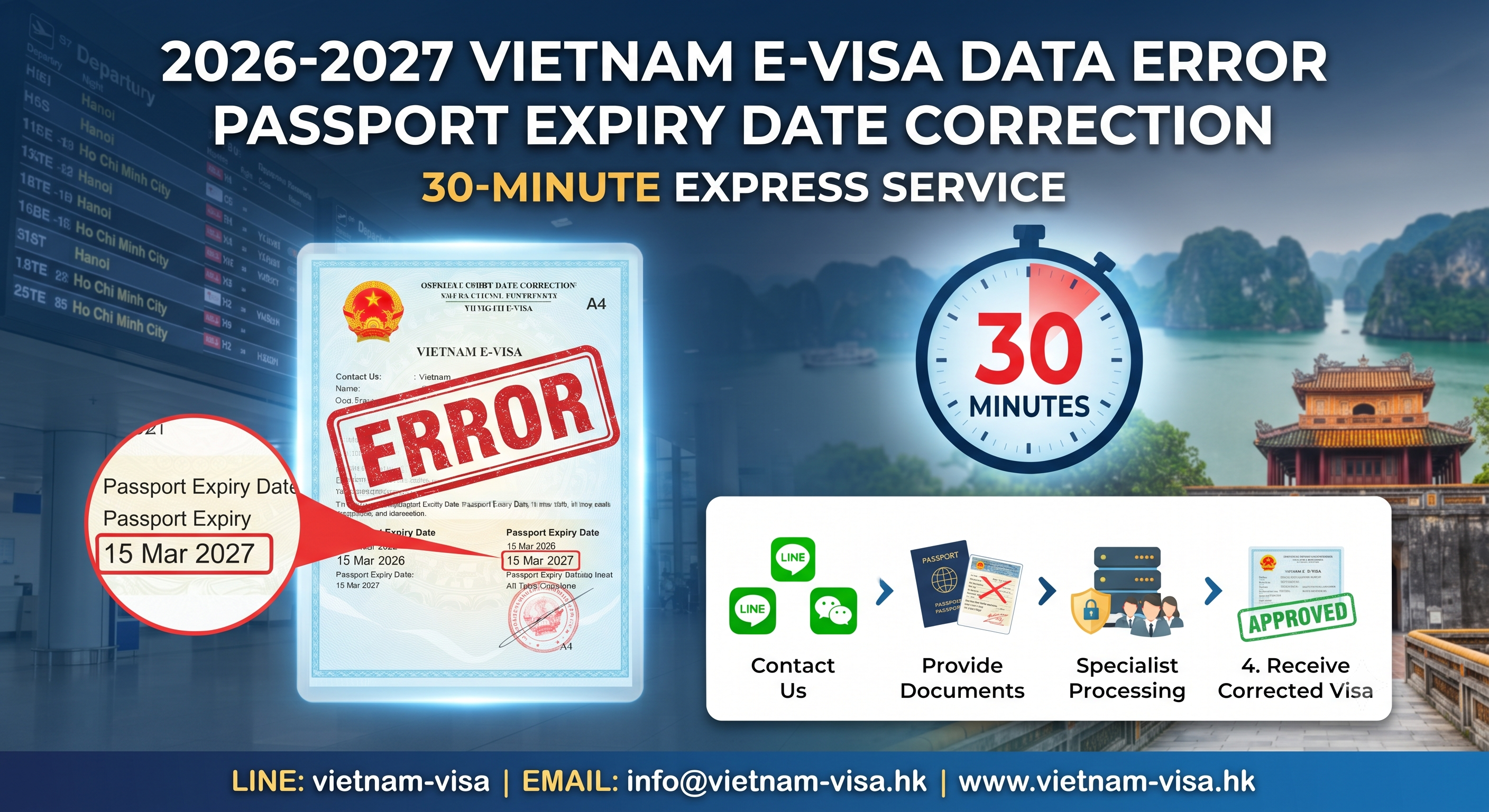 2026-2027 Vietnam E-Visa Data Error | How to Correct an Incorrect Passport Expiry Date? 30-Minute E-Visa Correction Service