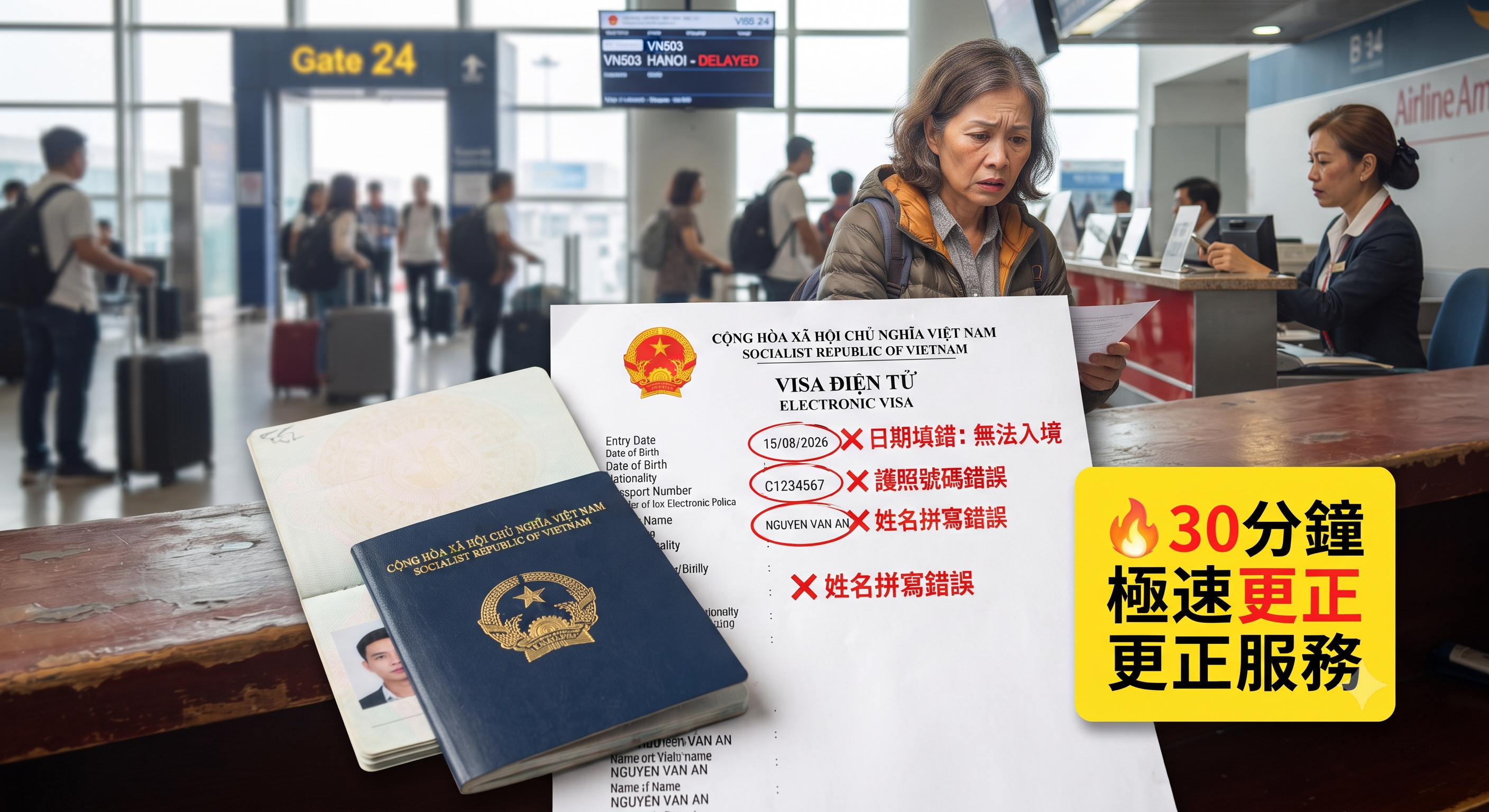 2026-2027越南電子簽證日期填錯｜E-Visa入境日期修改流程與急件更正服務，最快30分鐘完成
