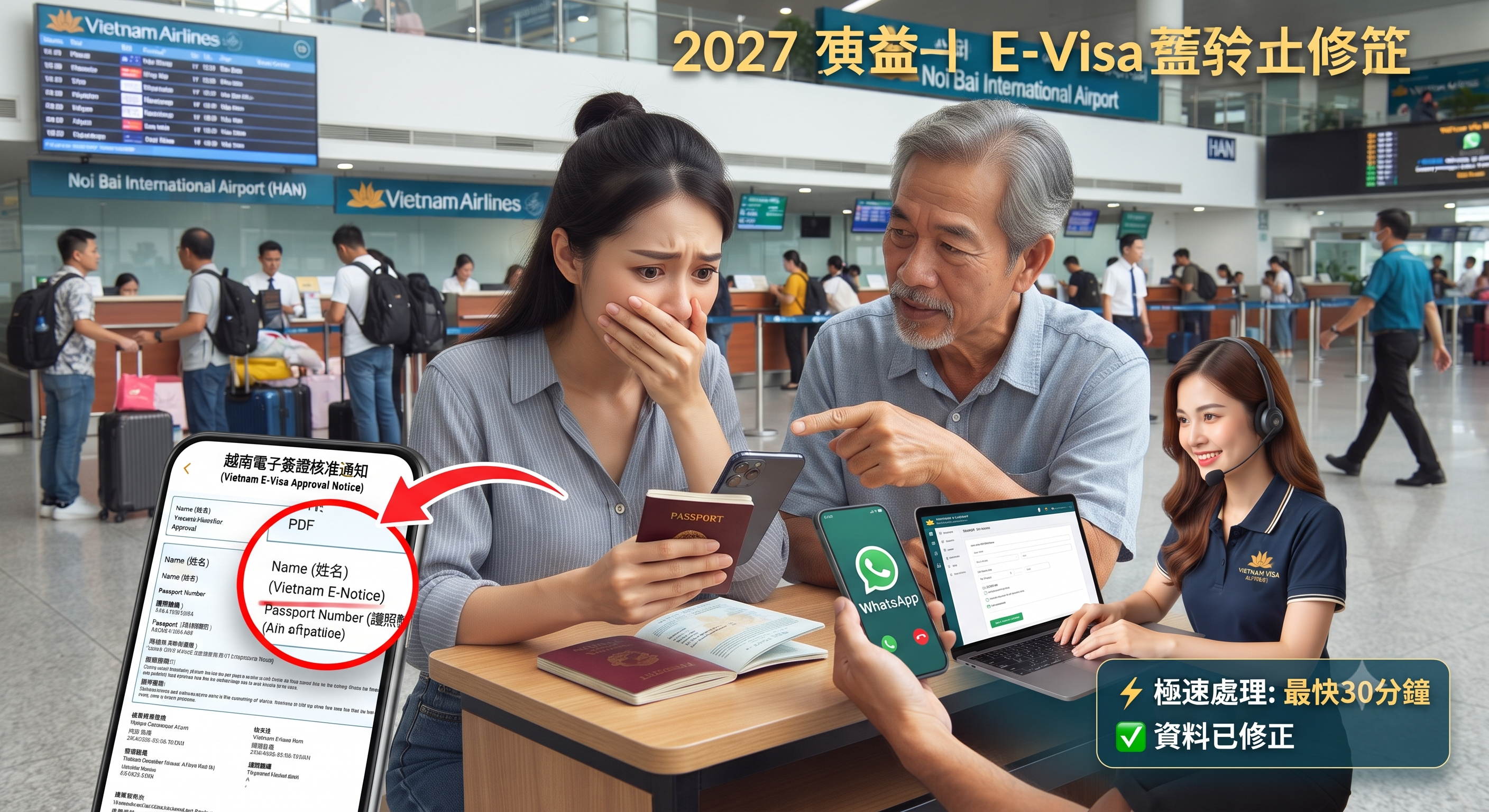 2027越南電子簽證資料錯誤｜姓名、護照號碼、護照效期填錯如何修改？最快30分鐘完成
