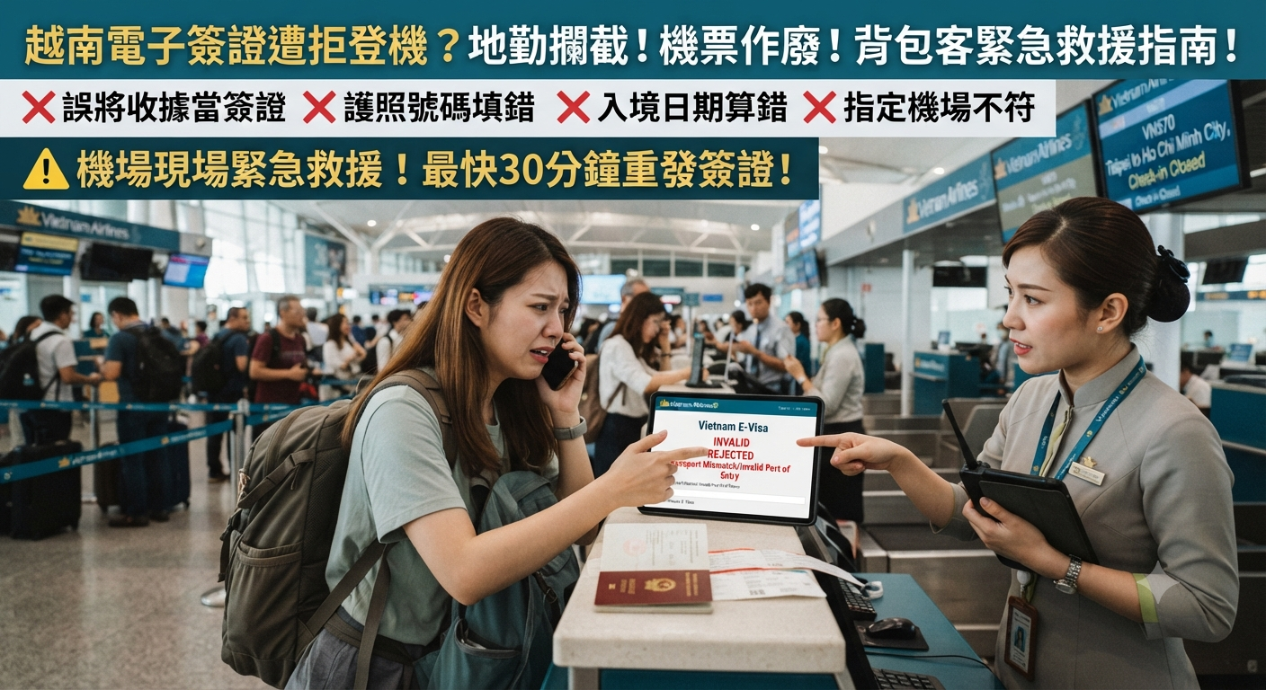 背包客避坑指南：越南 E-Visa 機場被拒登機（Denied Boarding）緊急救援與平價搶救術